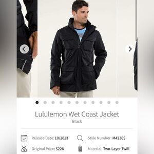 LULULEMON MENS Wet Coast Jacket - Small/ medium